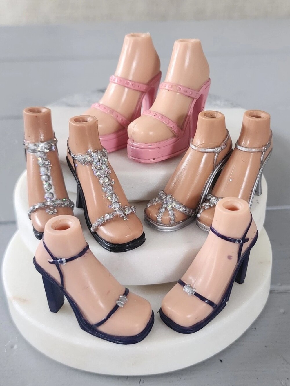 MGA Bratz G1 Strappy Shoes For Sasha yasmin Cloe Feet High Heel Lot Of 4 Sets